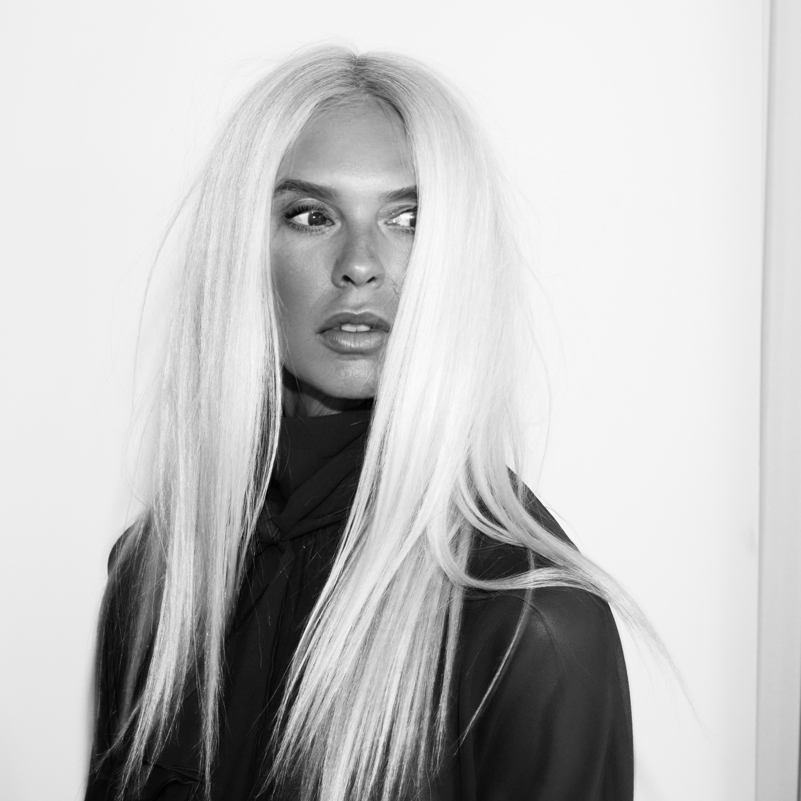 Nathalie Chandler, black and white portrait