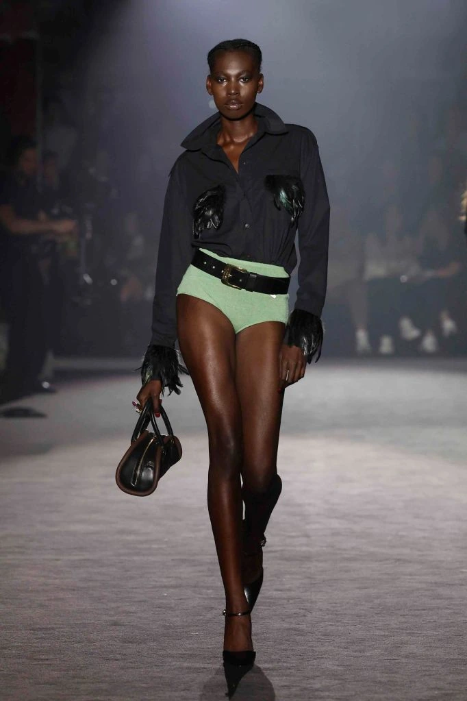 Black jacket and light green shorts — Nathalie Chandler, spring–summer 2025 show, photo 21